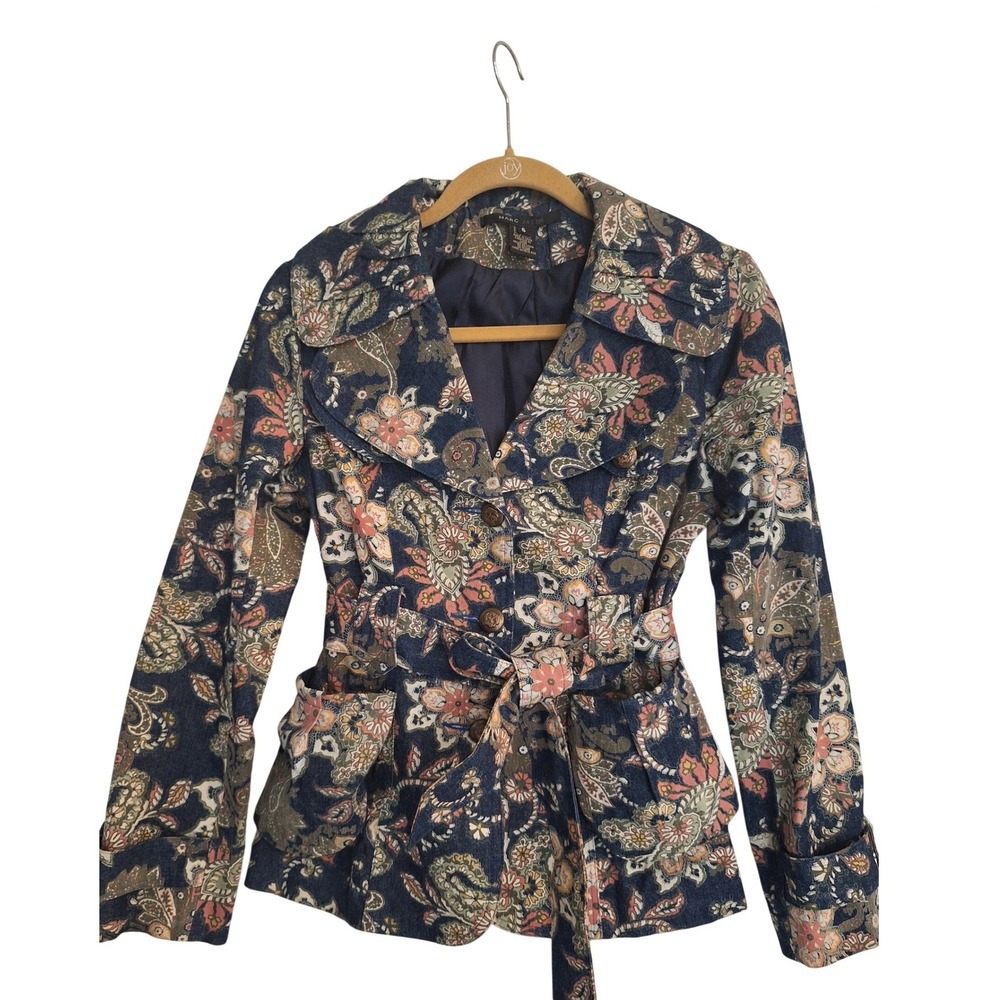 Marc Jacobs denim floral  jacket coat size 6‎